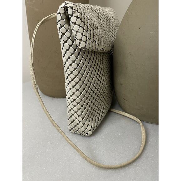 VTG 70s 80s Cream Whiting & Davis Chain Metal Mesh Clutch / Shoulder Bag Purse - Picture 4 of 14